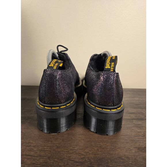 Dr Martens 1461 Platform Airware Shoes Black Glitter Fur Lined Women's Size 10 - Picture 5 of 8